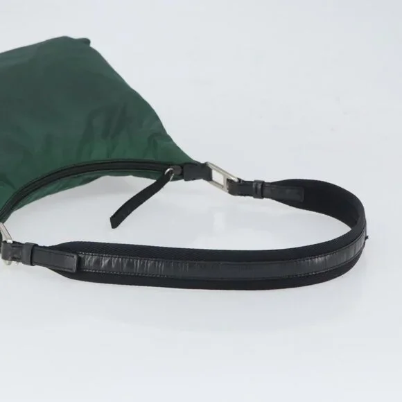 Authentic PRADA Shoulder Bag Nylon Khaki Silver - Picture 14 of 16